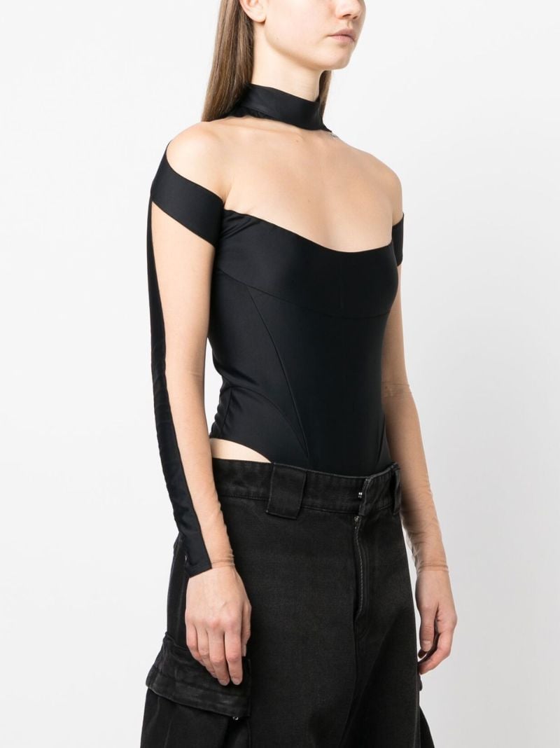 Black Panelled High-neck Bodysuit
