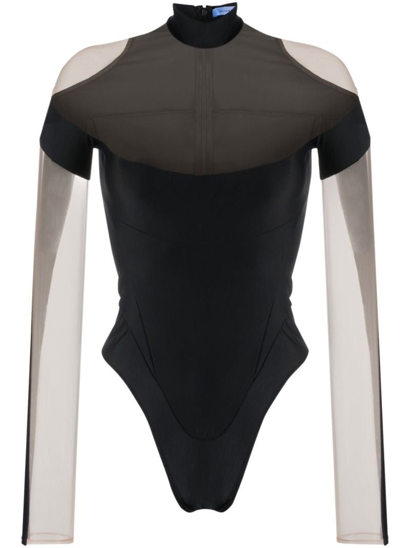 Black Panelled High-neck Bodysuit