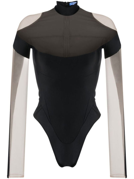 Black Panelled High-neck Bodysuit