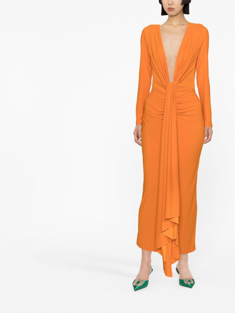 Orange Lorena Draped Midi Dress
