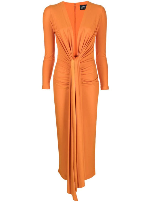 Orange Lorena Draped Midi Dress