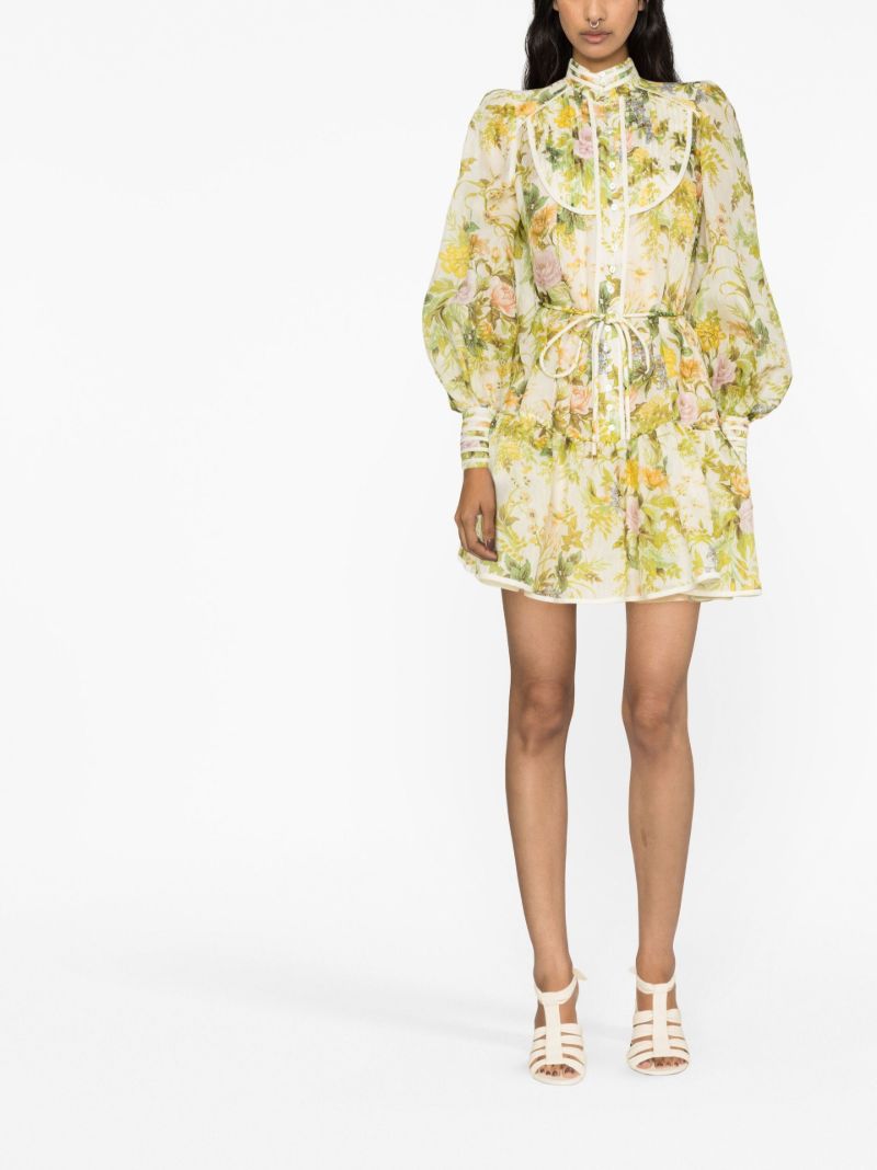 Neutral Eden Floral Print Mini Dress