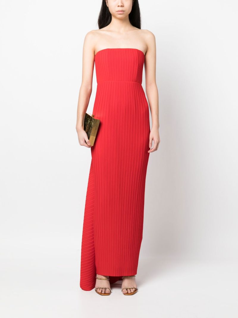 Red Harlee Pleated Strapless Maxi Dress
