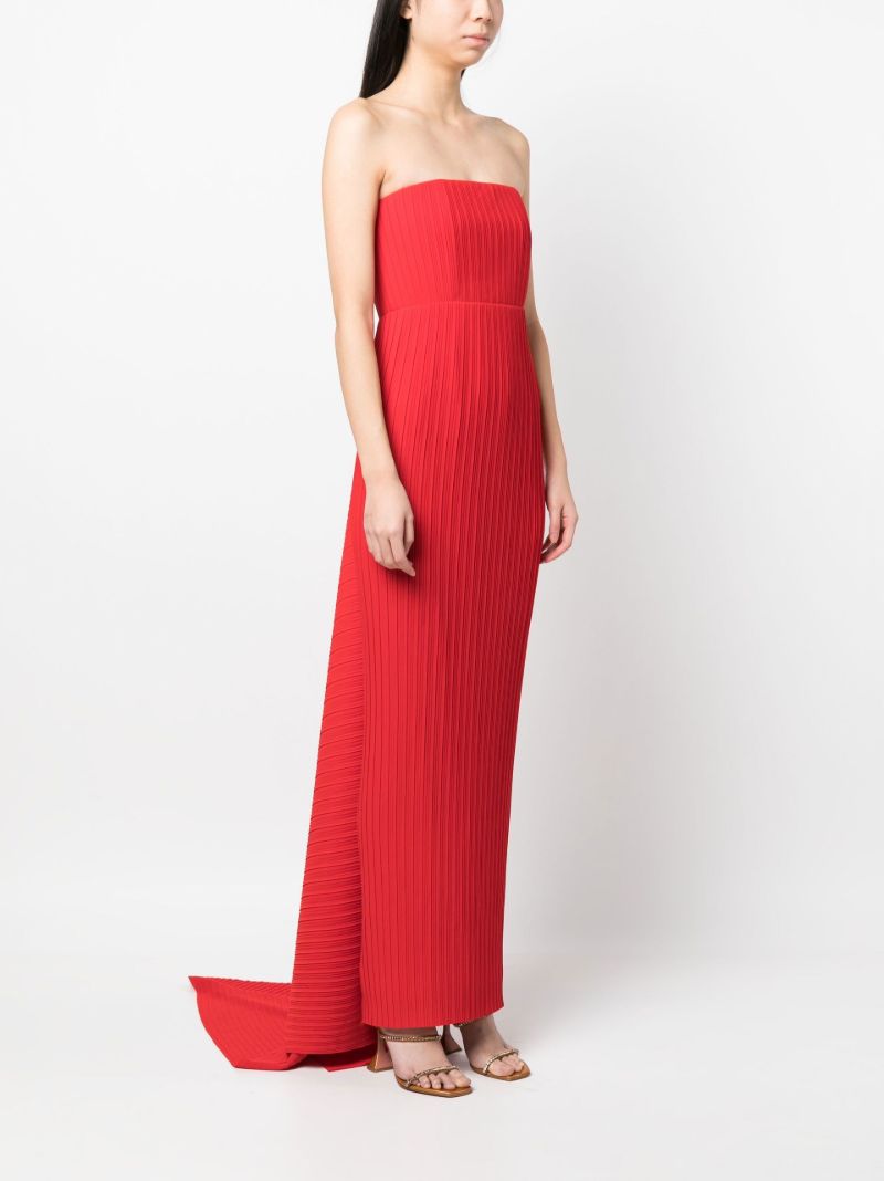 Red Harlee Pleated Strapless Maxi Dress