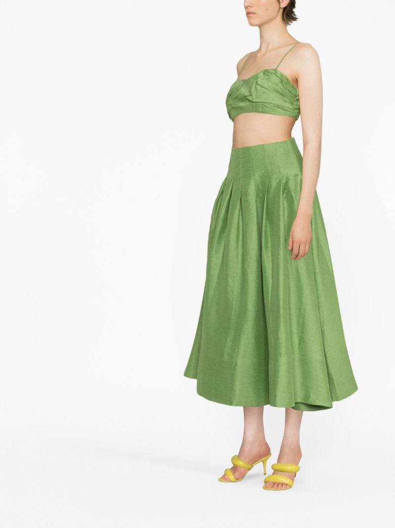 Green Paradiso Pleated Midi Skirt