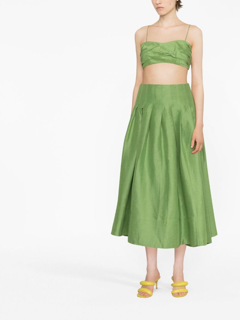 Green Paradiso Pleated Midi Skirt