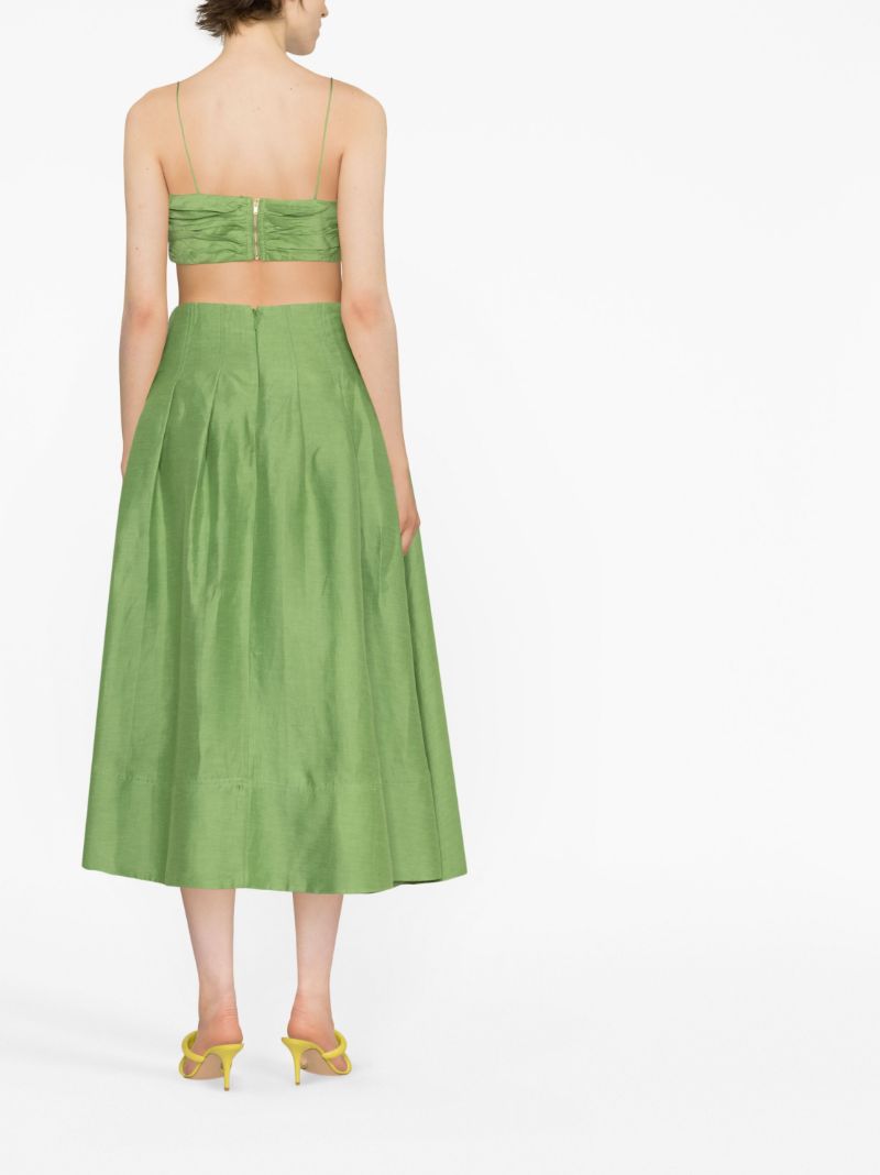 Green Paradiso Pleated Midi Skirt