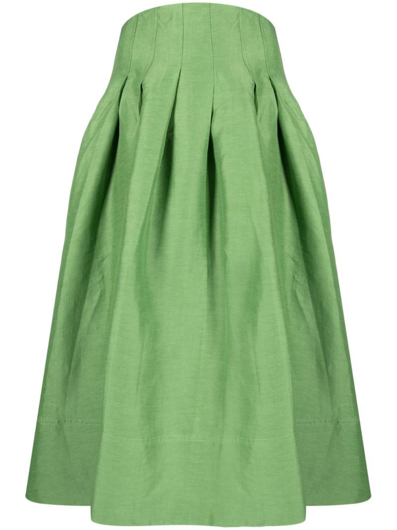 Green Paradiso Pleated Midi Skirt