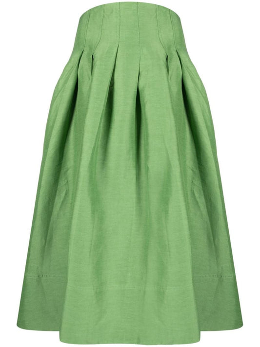 Green Paradiso Pleated Midi Skirt