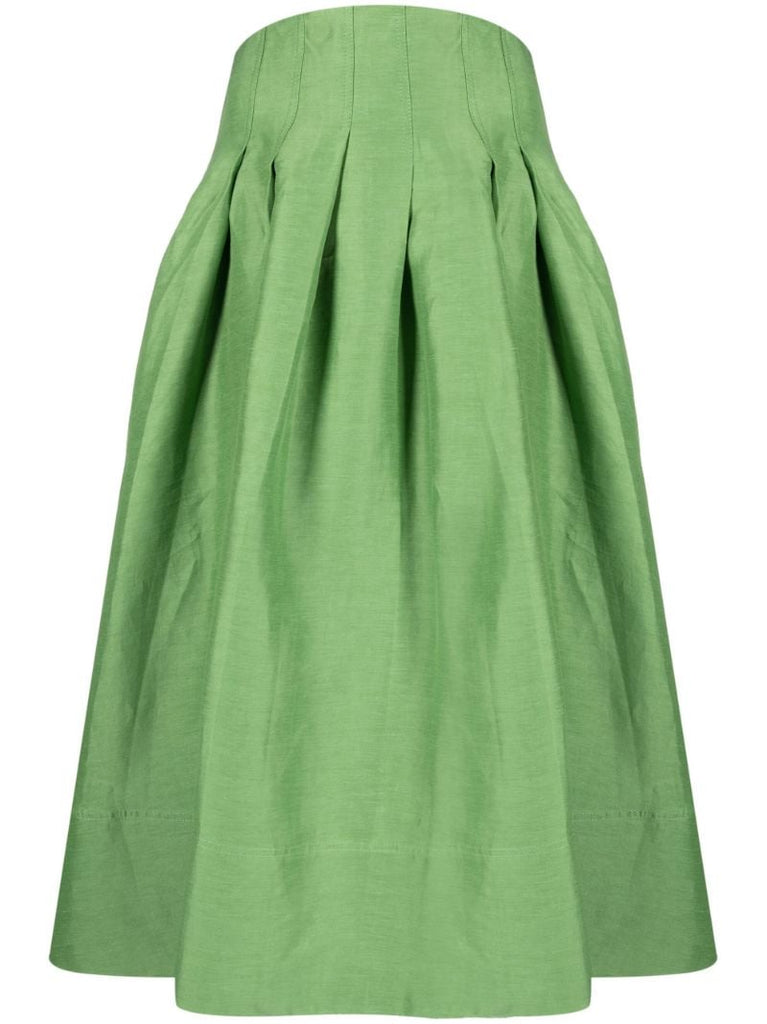 Green Paradiso Pleated Midi Skirt
