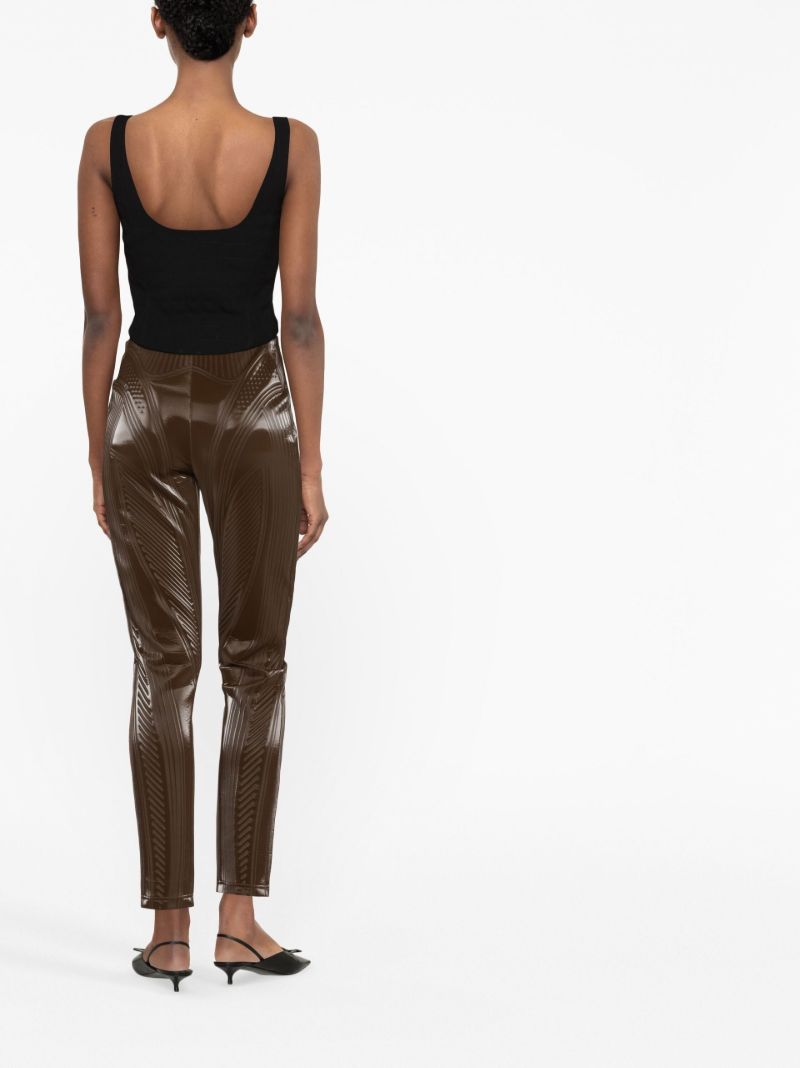 Brown Embossed Faux Leather Trousers