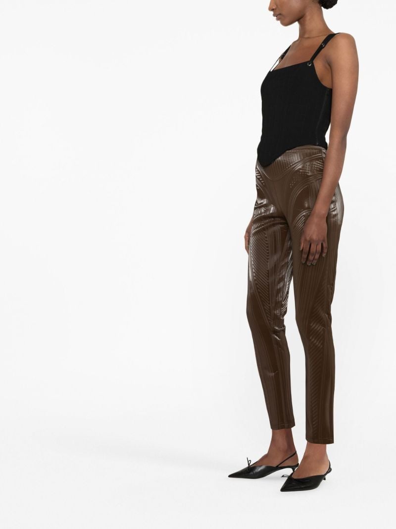 Brown Embossed Faux Leather Trousers
