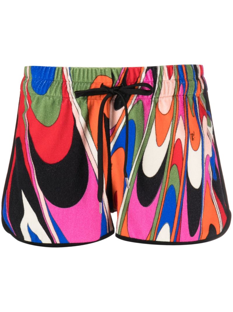 Orange Onde Print Track Shorts