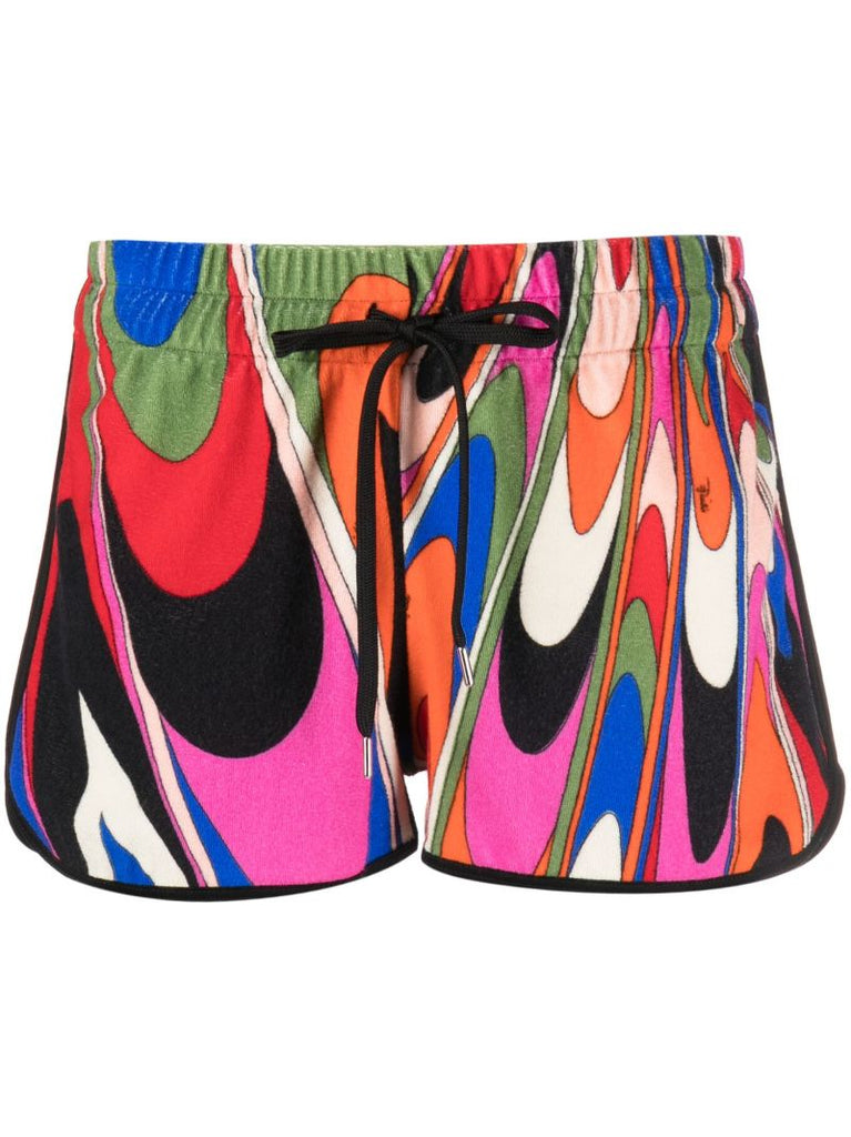 Orange Onde Print Track Shorts