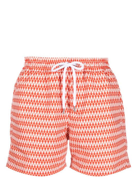 Orange Graphic Print Shorts