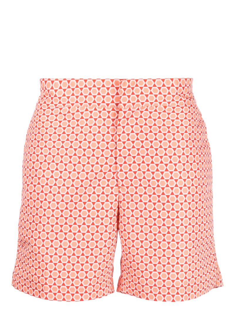 Orange Graphic Print Swim Shorts