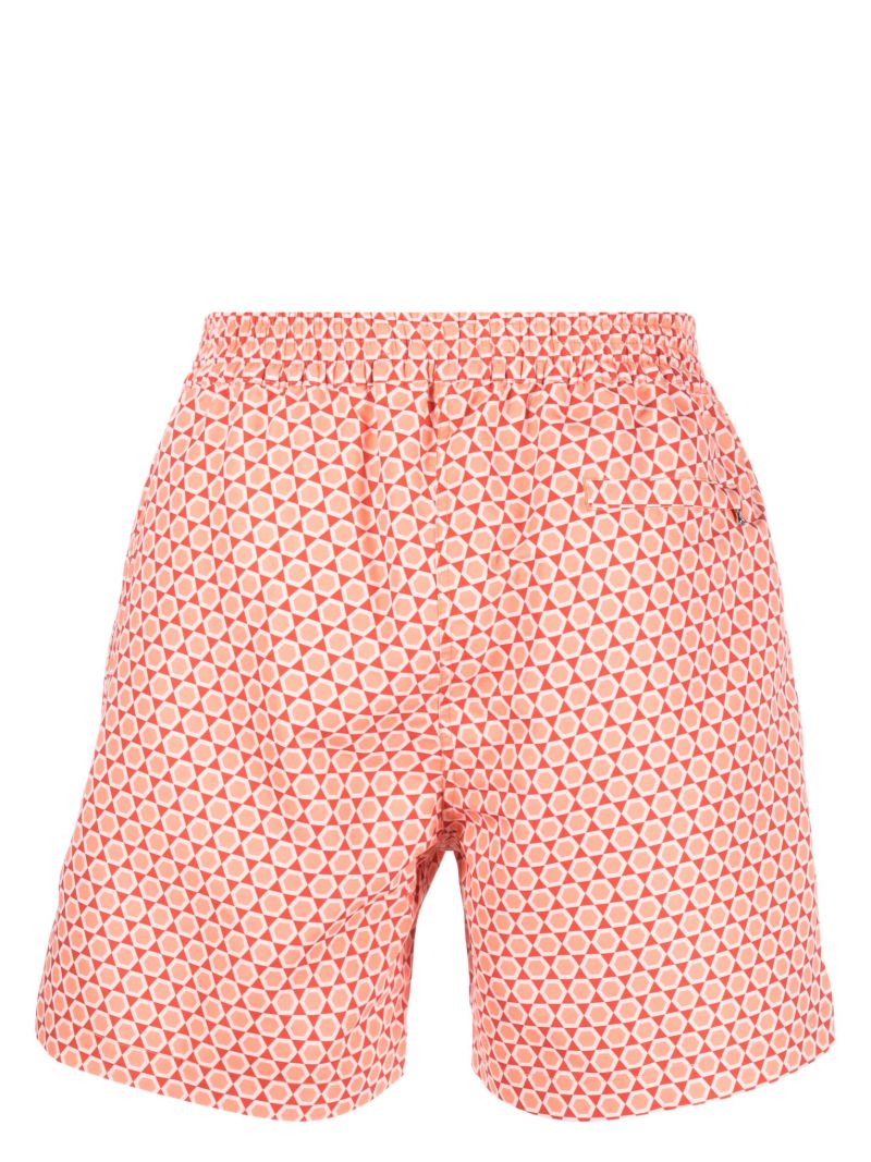 Orange Graphic Print Swim Shorts