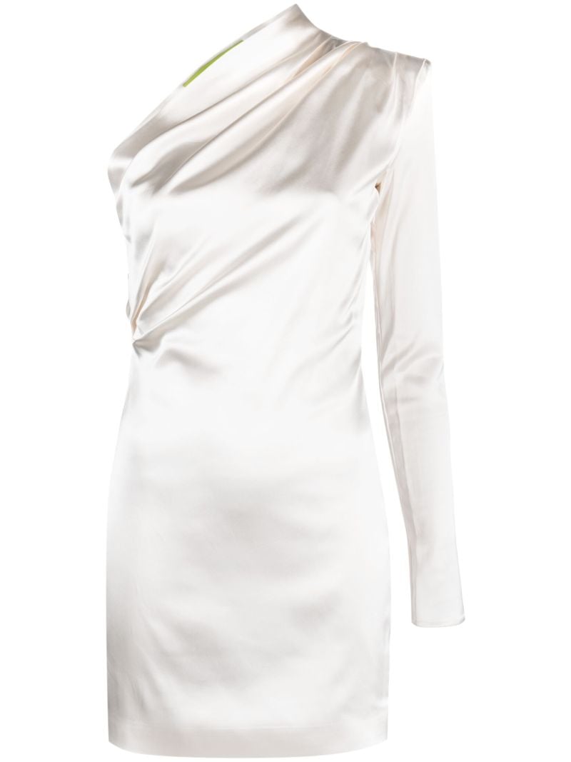 Neutral Charras One-shoulder Mini Dress