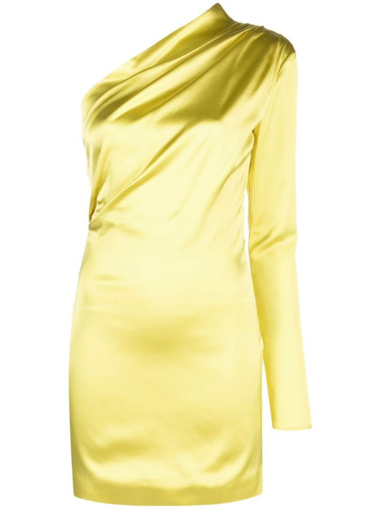 Yellow Charras One-shoulder Mini Dress