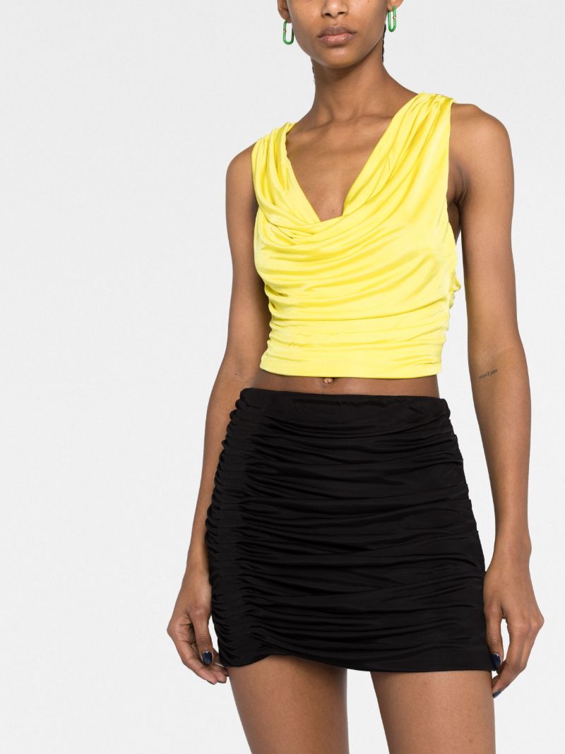 Black Maroon Ruched Mini Skirt