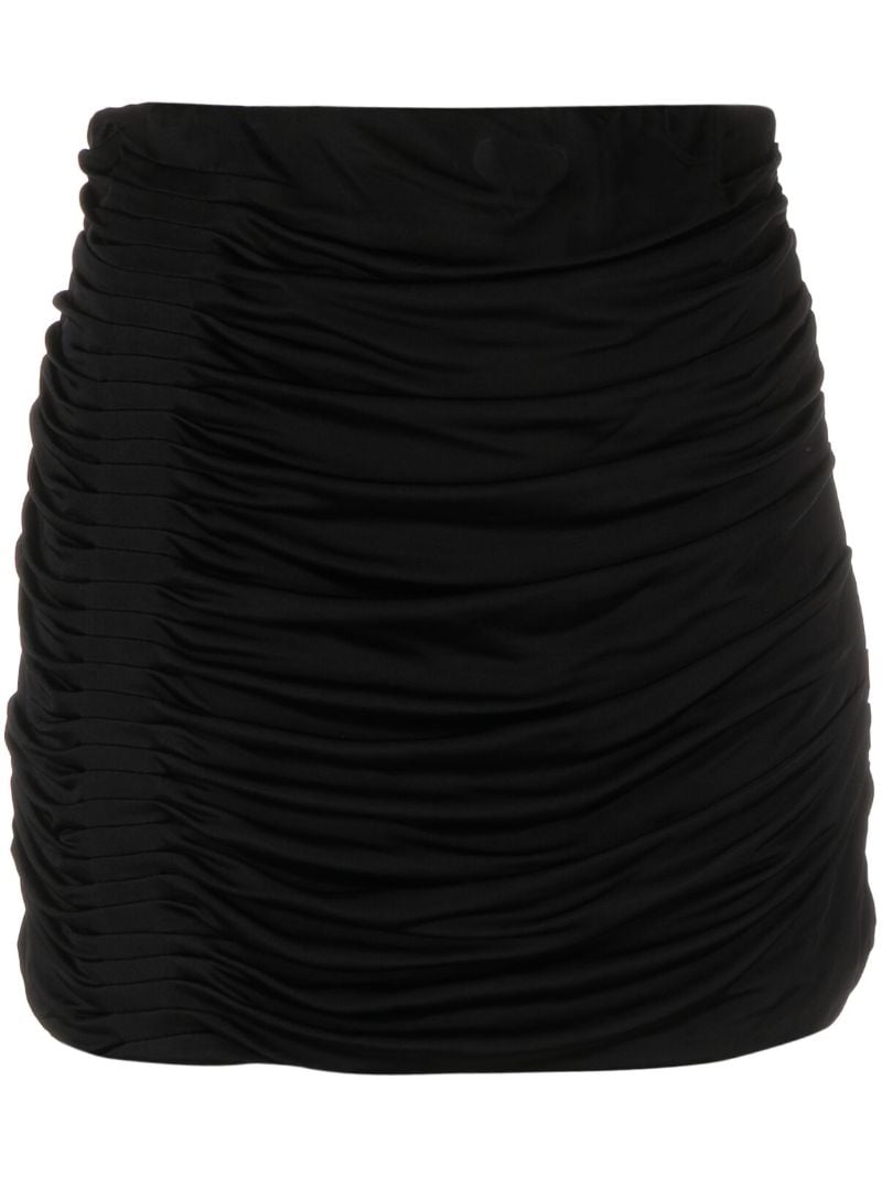 Black Maroon Ruched Mini Skirt
