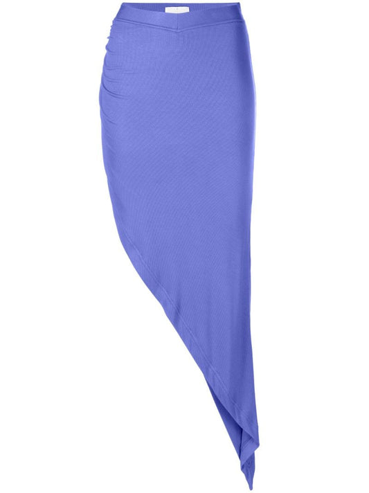 Purple Rib-knit Draped Midi Skirt