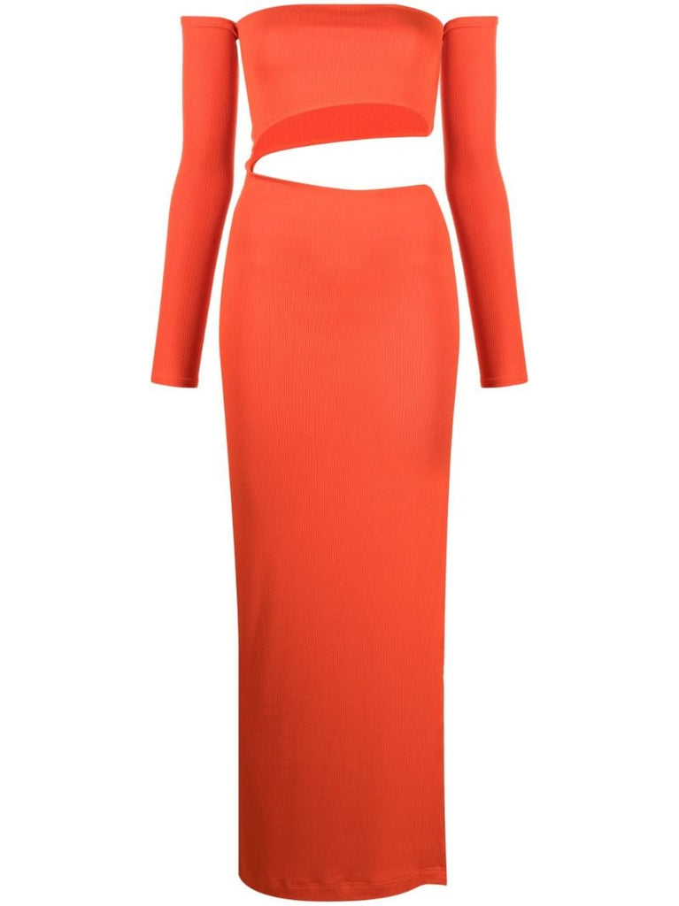 Orange Off-the-shoulder Cut-out Dress