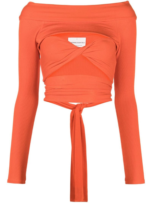 Orange Off-the-shoulder Cut-out Top