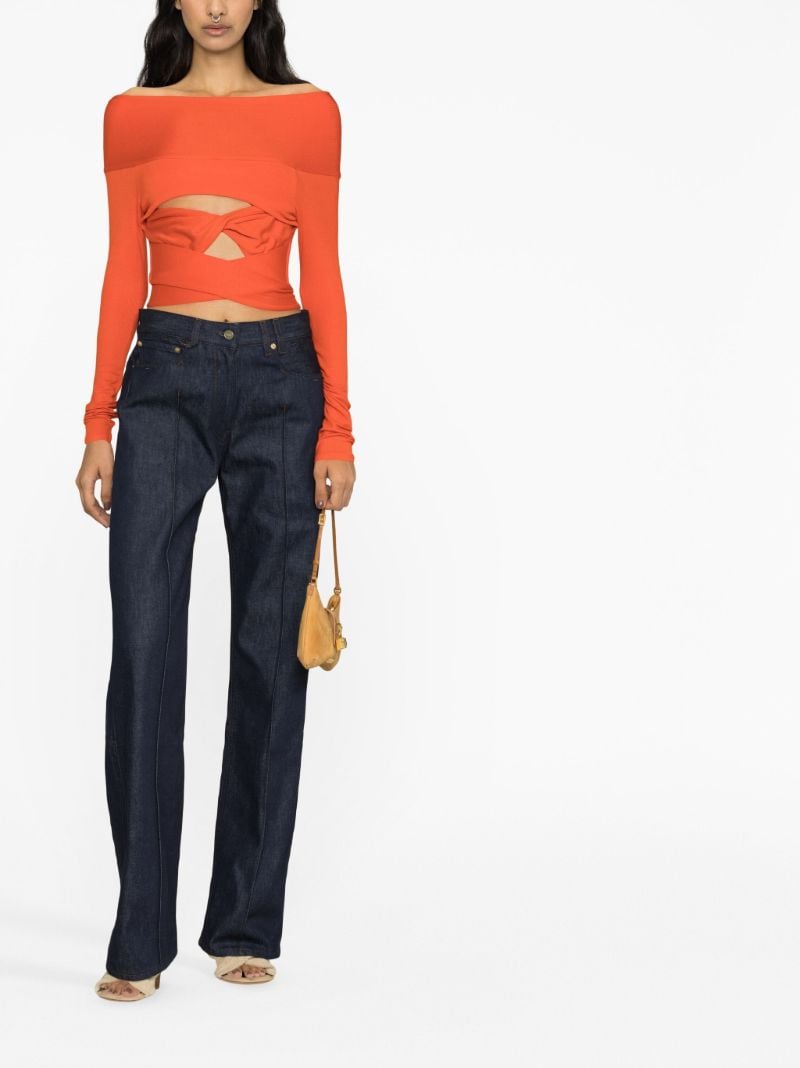 Orange Off-the-shoulder Cut-out Top
