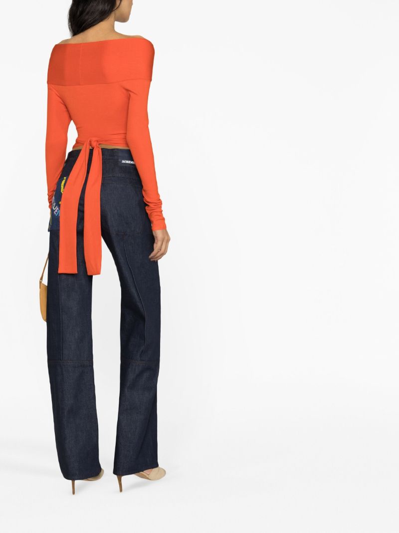 Orange Off-the-shoulder Cut-out Top