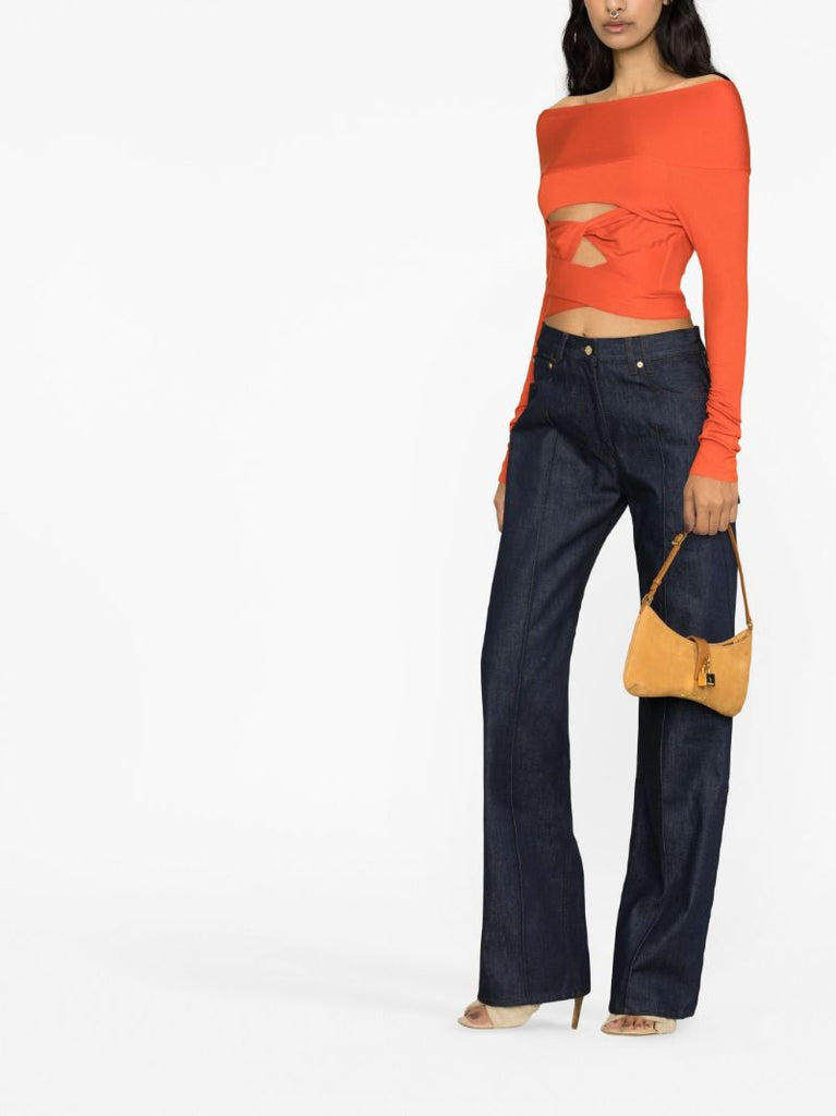 Orange Off-the-shoulder Cut-out Top
