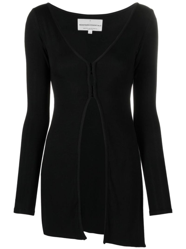 Black Long Sleeved Asymmetric Cardigan