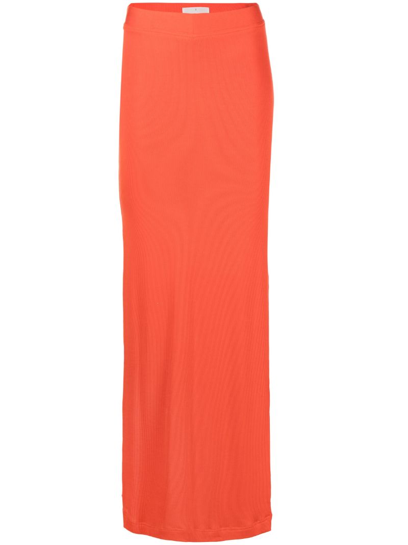 Orange High-waist Midi Skirt