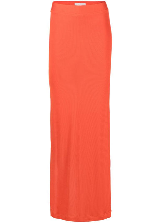 Orange High-waist Midi Skirt