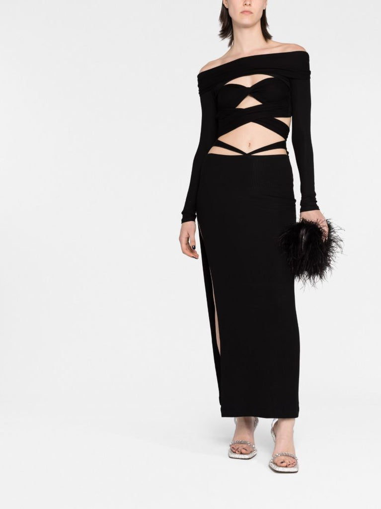 Black Off-the-shoulder Crop Top