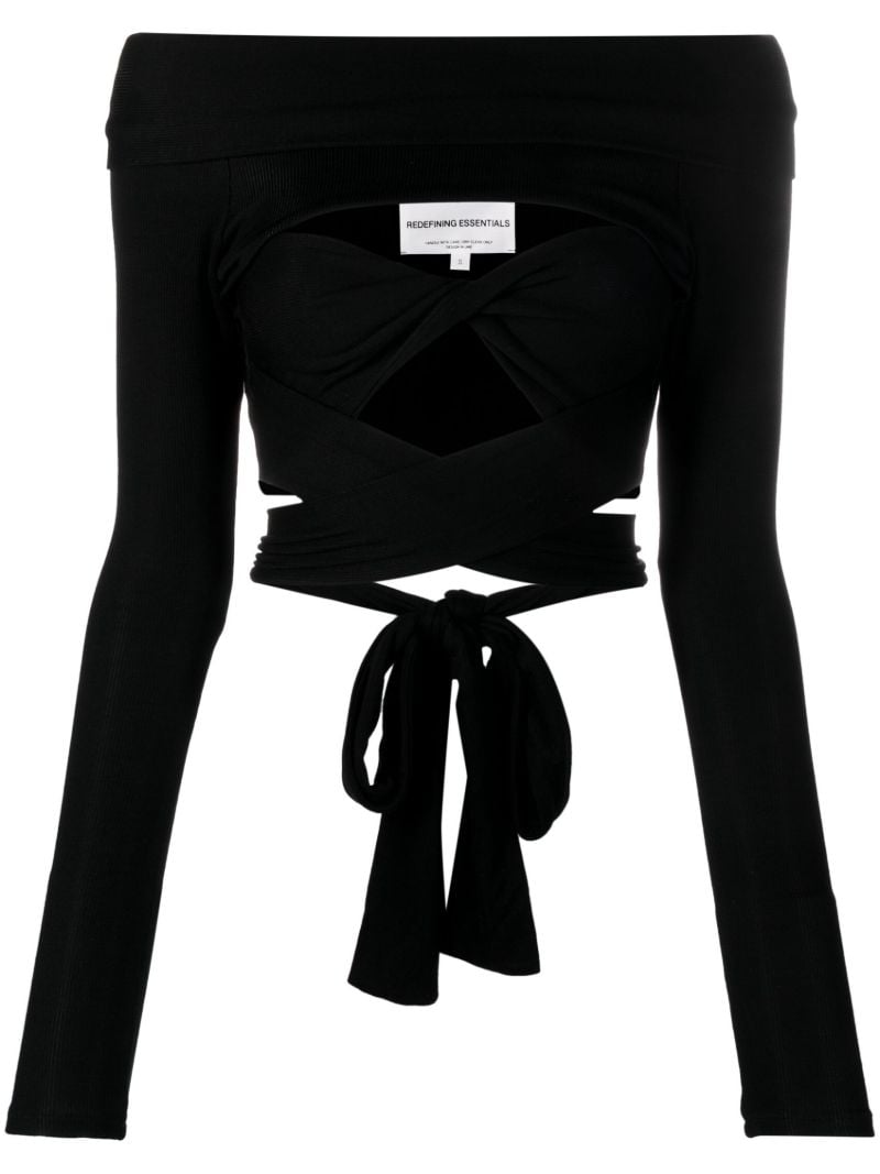 Black Off-the-shoulder Crop Top