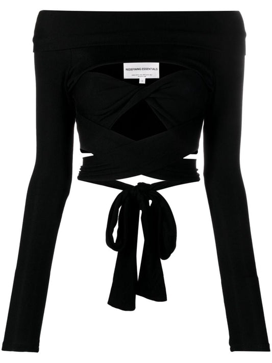 Black Off-the-shoulder Crop Top
