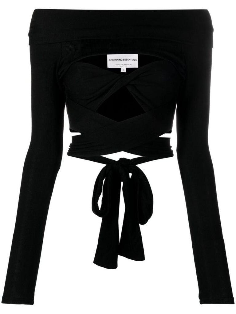 Black Off-the-shoulder Crop Top