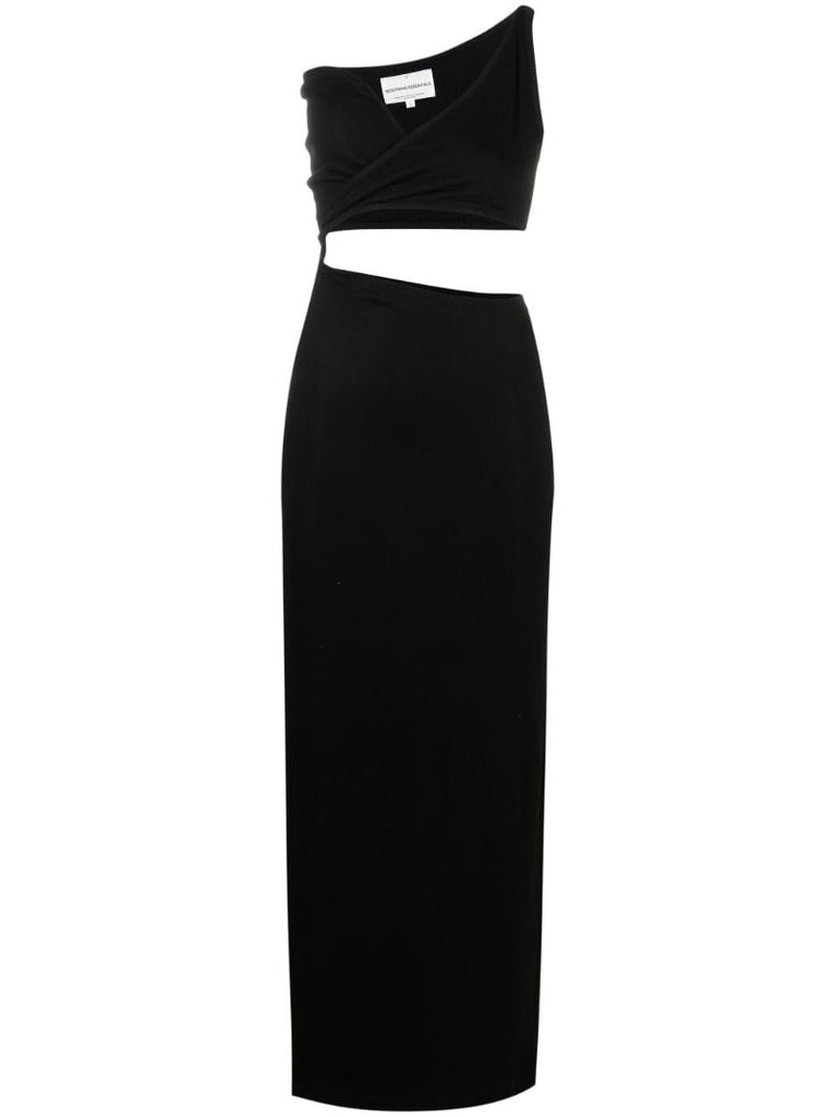 Black One-shoulder Cut-out Dress