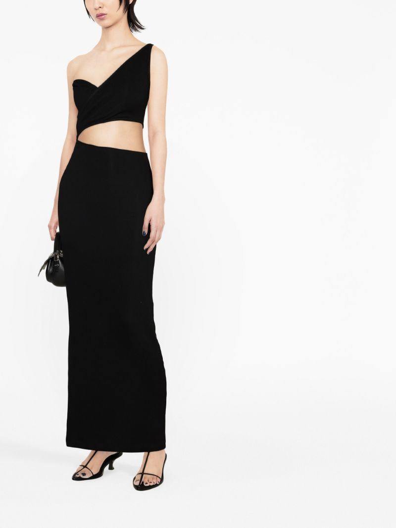 Black One-shoulder Cut-out Dress
