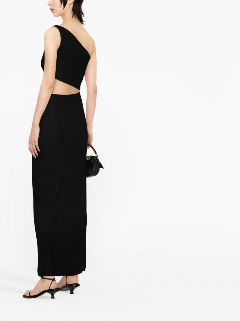 Black One-shoulder Cut-out Dress
