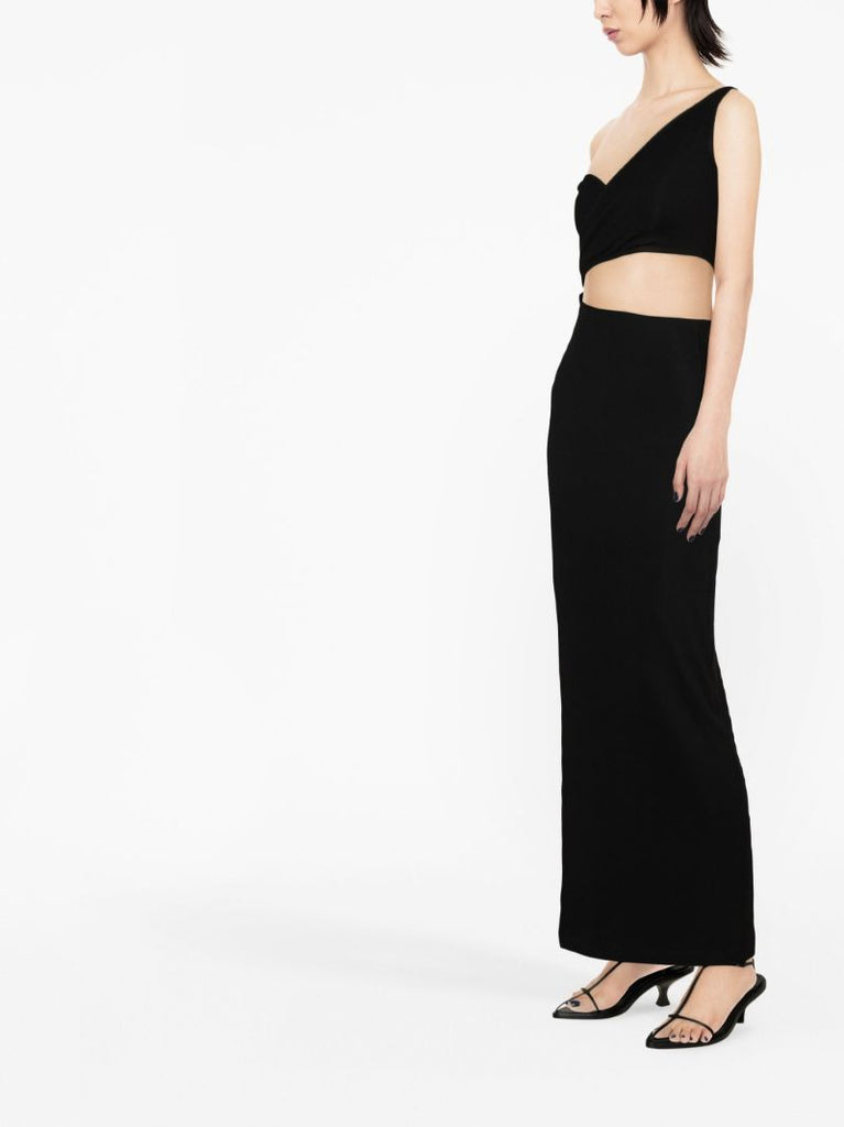 Black One-shoulder Cut-out Dress