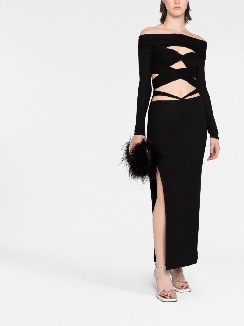 Black Cut-out Midi Skirt