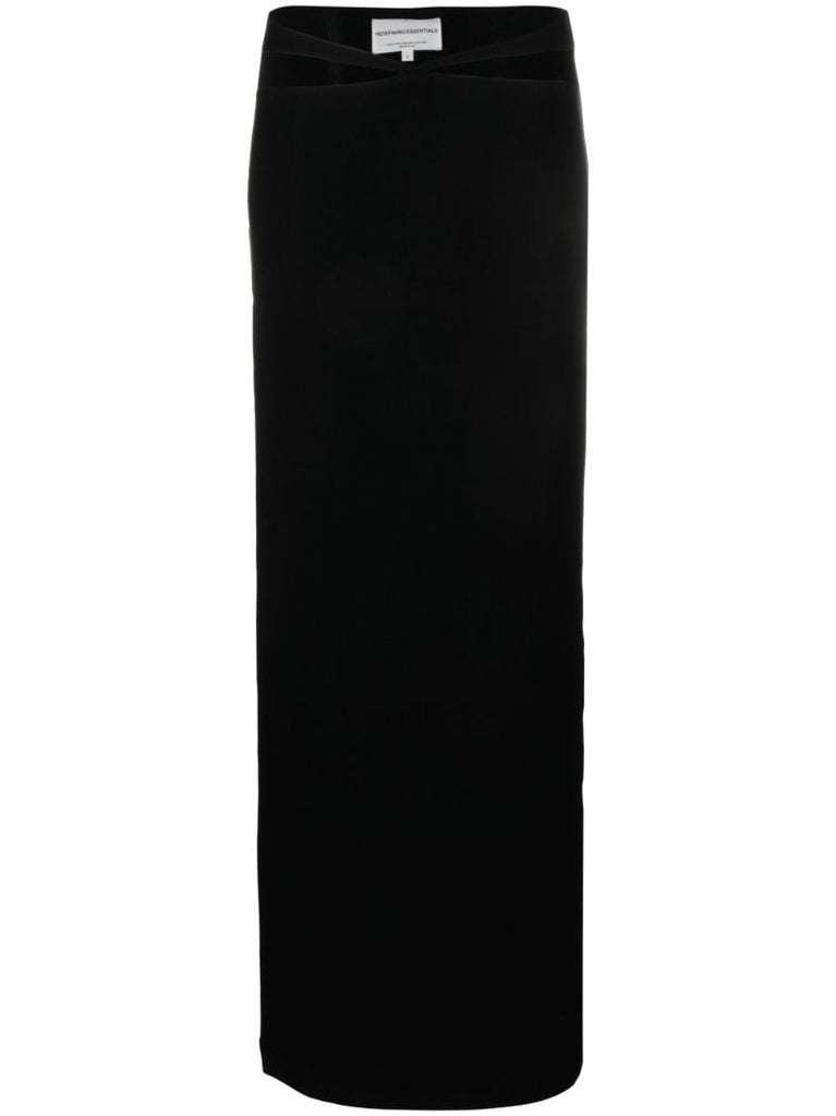 Black Cut-out Midi Skirt