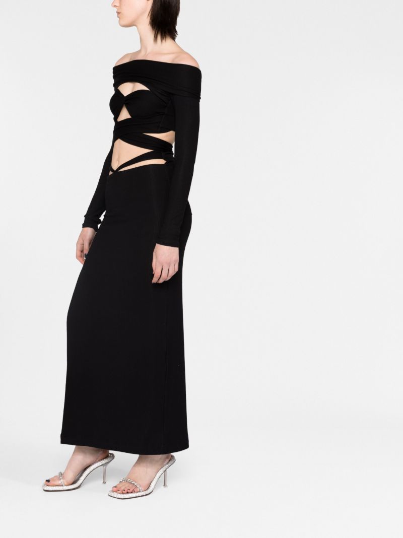 Black Cut-out Midi Skirt