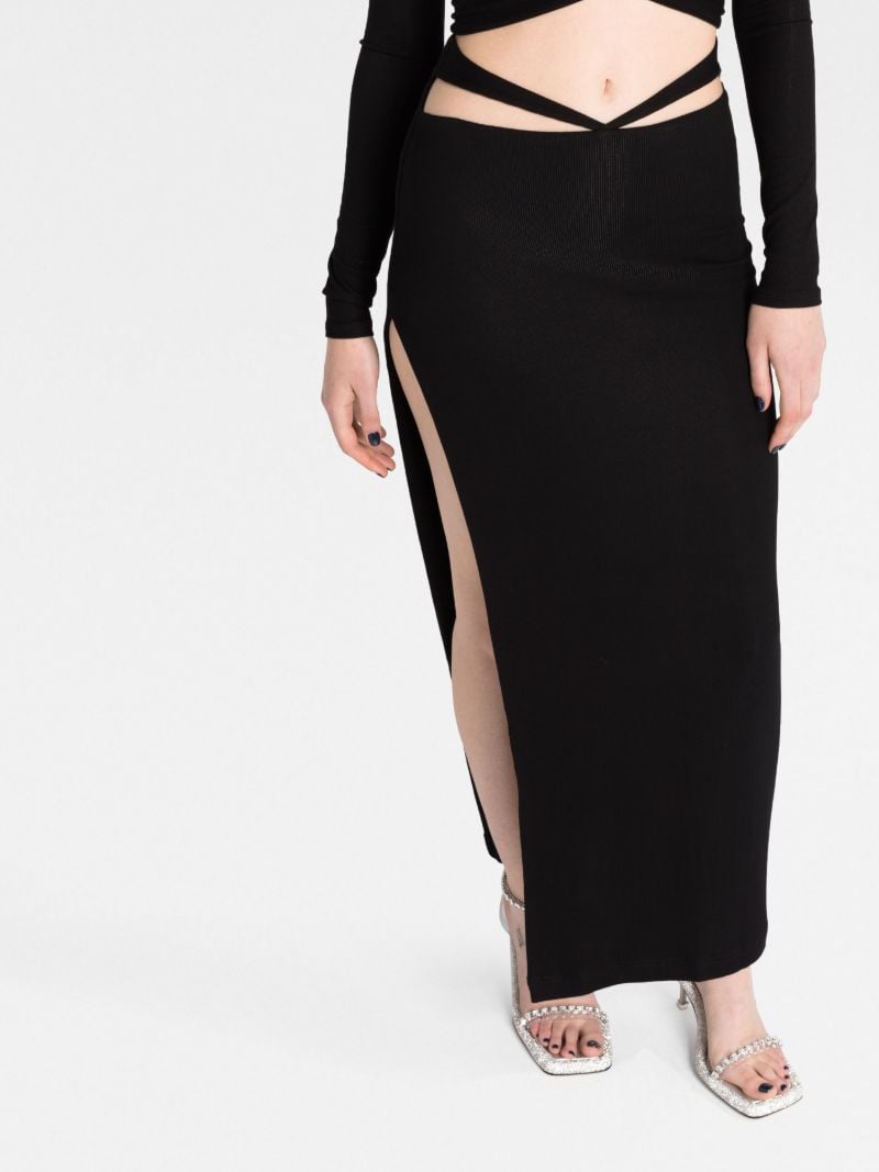 Black Cut-out Midi Skirt