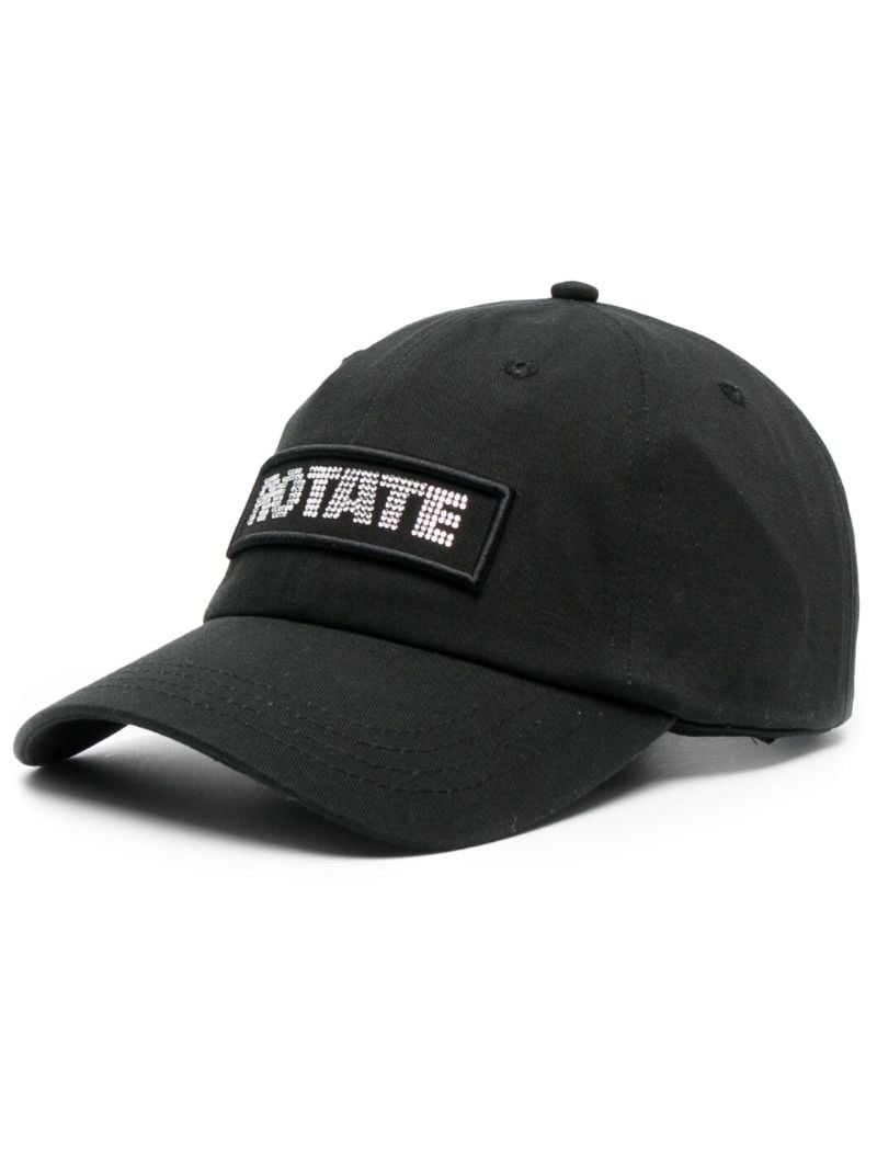 Black Rhinestone Logo Baseball Cap