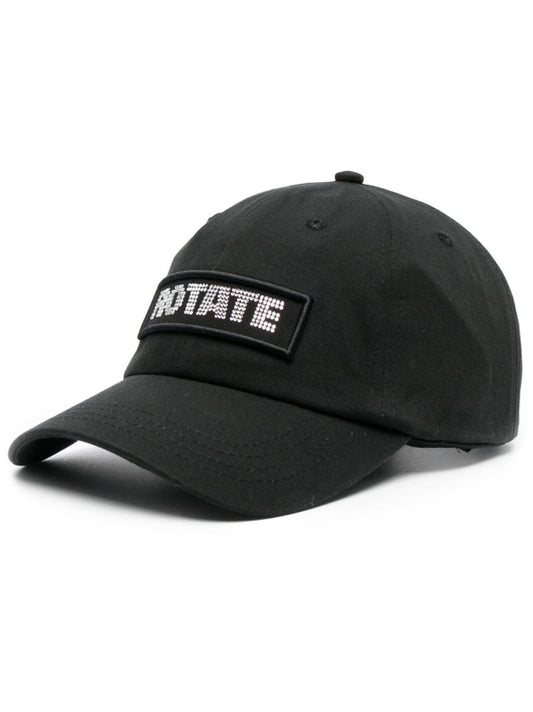 Black Rhinestone Logo Baseball Cap