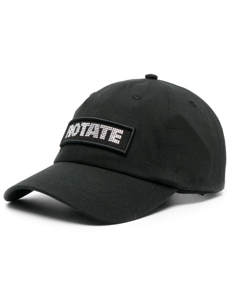 Black Rhinestone Logo Baseball Cap