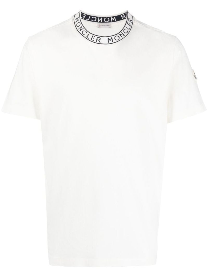 White Logo Neckline Cotton T-shirt